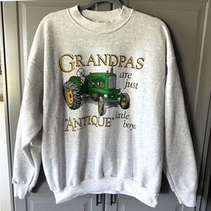 Springhill Vintage 80s Grandpas are Antique Tractor Graphic Sweatshirt, Gray,L‎